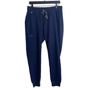 Figs Slim Fit Scrub Pants Medium Blue Yoga Waist Ribbed Cuffs Technical Comfort